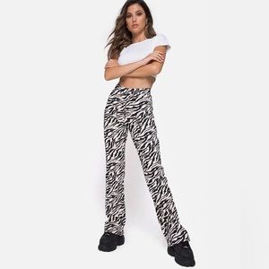 MOTEL Rocks Zoven Trouser in 90's Zebra Black and White Flared Pants Size Small